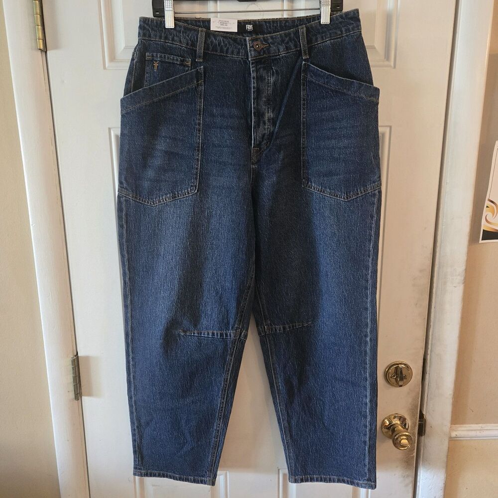 NWT Frye Barrel Jeans Womens 10 Medium Wash High Rise Wide Leg Carpenter